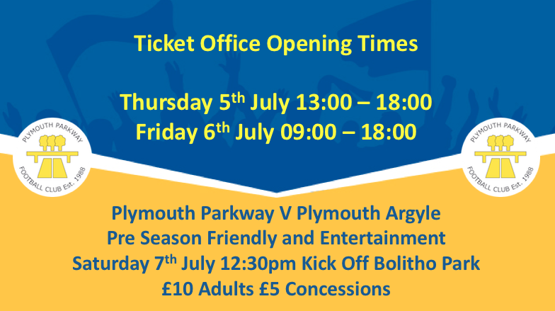 Ticket Office Open Today and Tomorrow - Plymouth Parkway FC